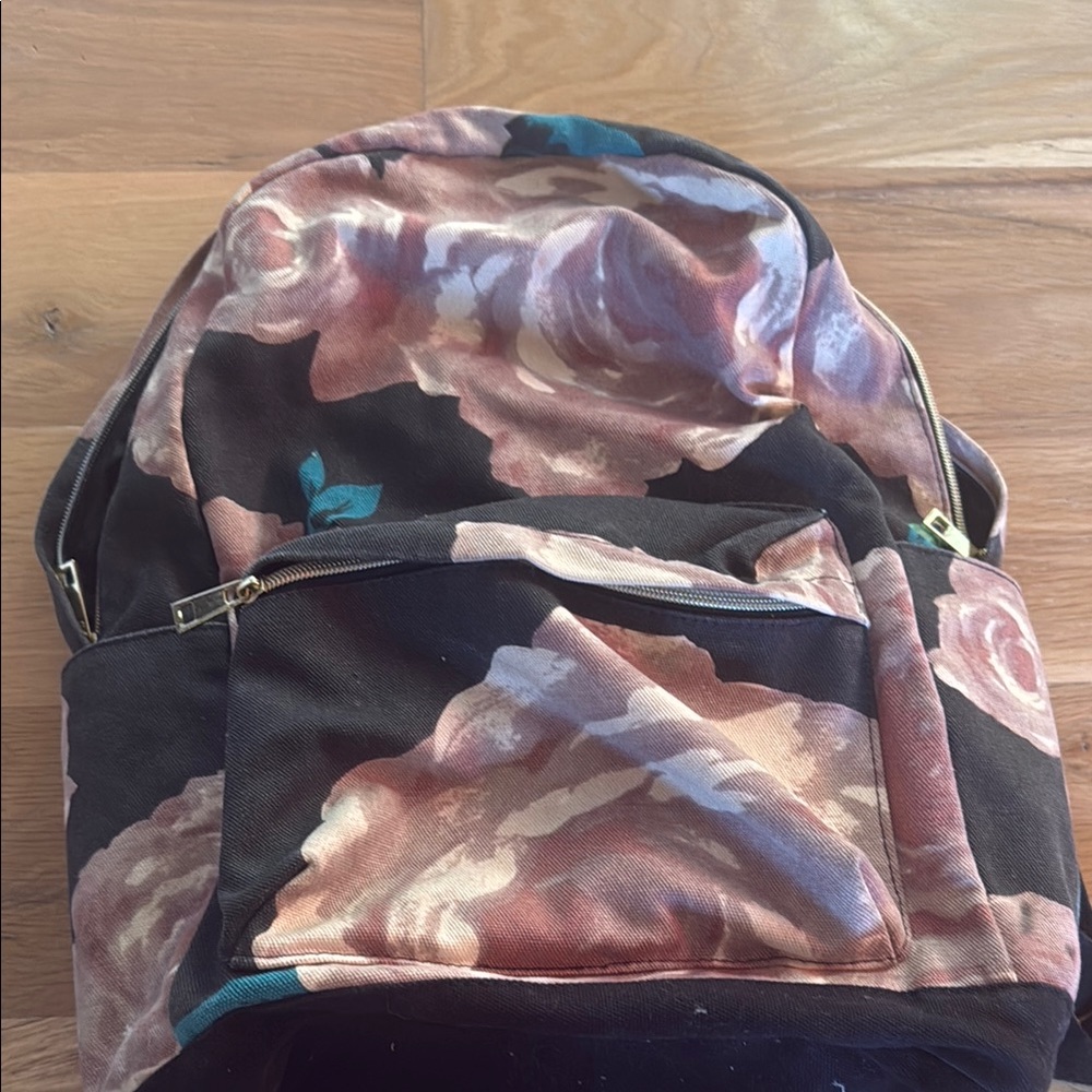 Pottery barn Floral Backpack with Black and Pink Accents